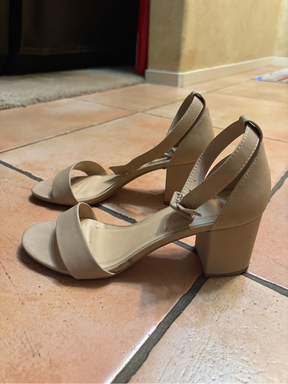 Cityclassified Nude/Tan Block Heel Sandals